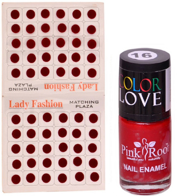 

Pink Root Nail Polish No. 16 (15ml) Lady Fashion Mahroon No. 11 Bindi(Set of 2)