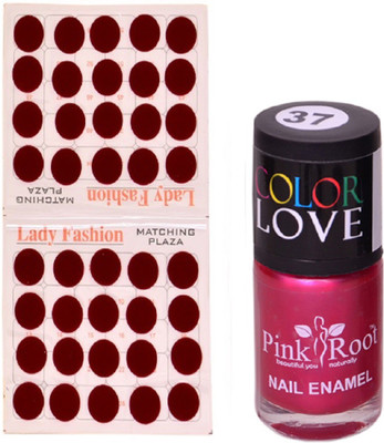 

Pink Root Nail Polish No. 37 (15ml) Lady Fashion Mahroon No. 10 Bindi(Set of 2)