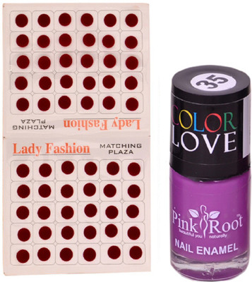 

Pink Root Nail Polish No. 35 (15ml) Lady Fashion Mahroon No. 11 Bindi(Set of 2)