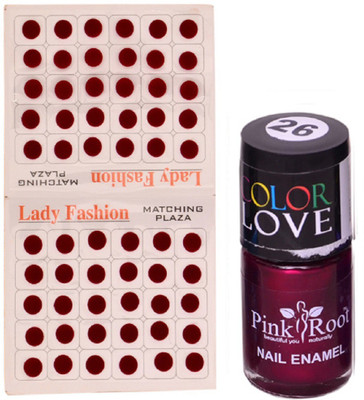 

Pink Root Nail Polish No. 26 (15ml) Lady Fashion Mahroon No. 11 Bindi(Set of 2)