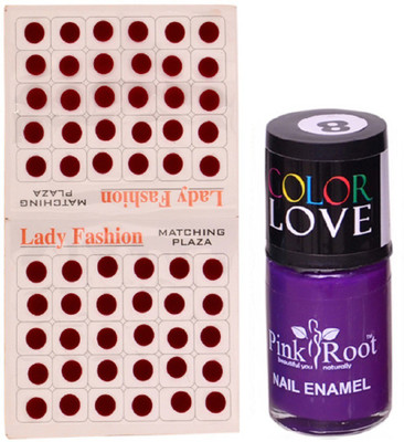 

Pink Root Nail Polish No. 08 (15ml) Lady Fashion Mahroon No. 11 Bindi(Set of 2)