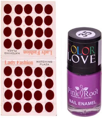 

Pink Root Nail Polish No. 35 (15ml) Lady Fashion Mahroon No. 10 Bindi(Set of 2)