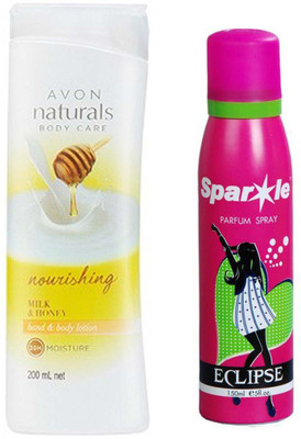 

Avon Anew NATURAL HAND BODY LOTION (200 ml) With one sparkle perfume spray 150 ml(Set of 2)