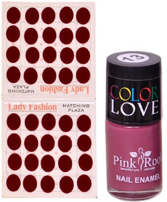 

Pink Root Nail Polish No. 13 (15ml) Lady Fashion Mahroon No. 10 Bindi(Set of 2)