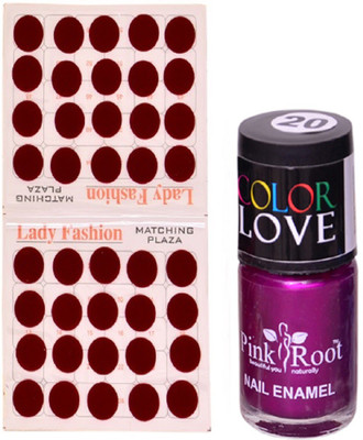 

Pink Root Nail Polish No. 20 (15ml) Lady Fashion Mahroon No. 10 Bindi(Set of 2)