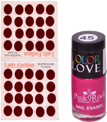 

Pink Root Nail Polish No. 45 (15ml) Lady Fashion Mahroon No. 10 Bindi(Set of 2)