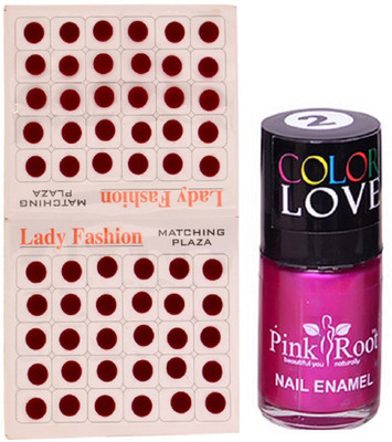 

Pink Root Nail Polish No. 02 (15ml) Lady Fashion Mahroon No. 11 Bindi(Set of 2)