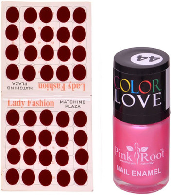 

Pink Root Nail Polish No. 44 (15ml) Lady Fashion Mahroon No. 10 Bindi(Set of 2)