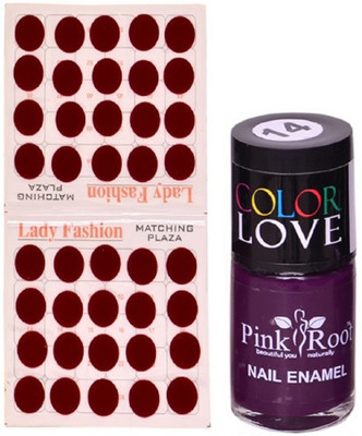 

Pink Root Nail Polish No. 14 (15ml) Lady Fashion Mahroon No. 10 Bindi(Set of 2)