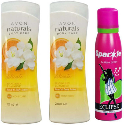 

Avon Anew two Mandarin and Jasmine Hand Body Lotion (200 ml) With one sparkle perfume spray 150 ml(Set of 3)