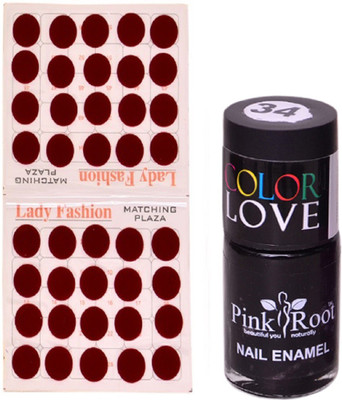

Pink Root Nail Polish No. 34 (15ml) Lady Fashion Mahroon No. 10 Bindi(Set of 2)