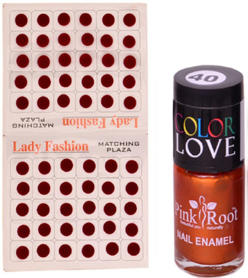 

Pink Root Nail Polish No. 40 (15ml) Lady Fashion Mahroon No. 11 Bindi(Set of 2)