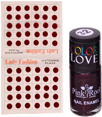 

Pink Root Nail Polish No. 32 (15ml) Lady Fashion Mahroon No. 11 Bindi(Set of 2)