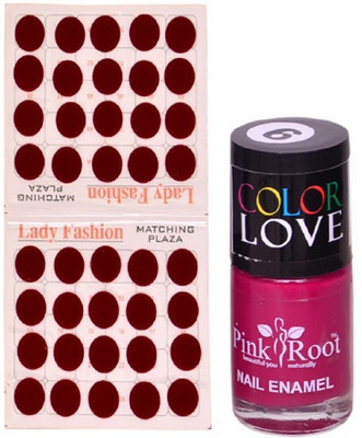 

Pink Root Nail Polish No. 09 (15ml) Lady Fashion Mahroon No. 10 Bindi(Set of 2)