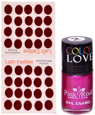 

Pink Root Nail Polish No. 02 (15ml) Lady Fashion Mahroon No. 10 Bindi(Set of 2)