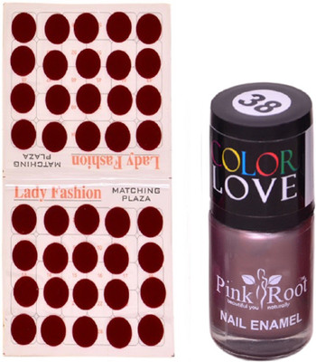 

Pink Root Nail Polish No. 38 (15ml) Lady Fashion Mahroon No. 10 Bindi(Set of 2)