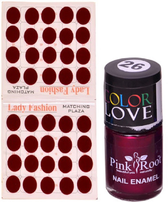 Pink Root Nail Polish No. 26 (15ml) Lady Fashion Mahroon No. 10 Bindi(Set of 2)