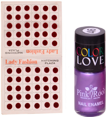 

Pink Root Nail Polish No. 46 (15ml) Lady Fashion Mahroon No. 11 Bindi(Set of 2)