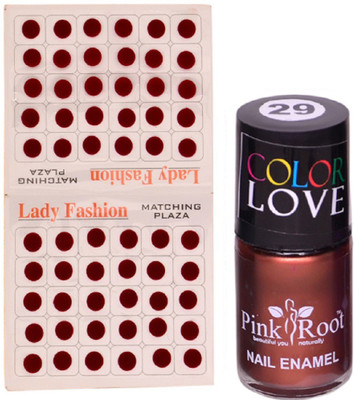 

Pink Root Nail Polish No. 29 (15ml) Lady Fashion Mahroon No. 11 Bindi(Set of 2)