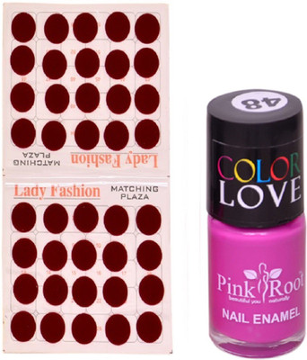 

Pink Root Nail Polish No. 48 (15ml) Lady Fashion Mahroon No. 10 Bindi(Set of 2)