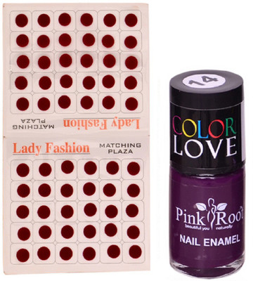 

Pink Root Nail Polish No. 14 (15ml) Lady Fashion Mahroon No. 11 Bindi(Set of 2)