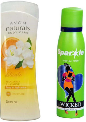 

Avon Anew Mandarin and Jasmine Hand Body Lotion (200 ml) With one sparkle perfume spray 150 ml(Set of 2)