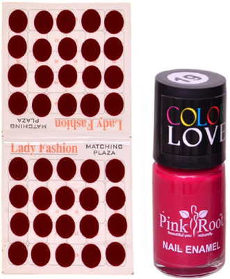 

Pink Root Nail Polish No. 19 (15ml) Lady Fashion Mahroon No. 10 Bindi(Set of 2)