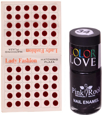 

Pink Root Nail Polish No. 34 (15ml) Lady Fashion Mahroon No. 11 Bindi(Set of 2)