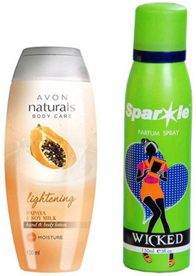 

Avon Anew Naturals Papaya & Soy Milk Hand & Body Lotion (100 ml) With one sparkle perfume spray 150 ml(Set of 2)
