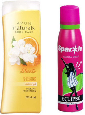 

Avon Anew Naturals Mandarine & Jasmine Shower Gel (200ml) With one sparkle perfume spray 150 ml(Set of 2)
