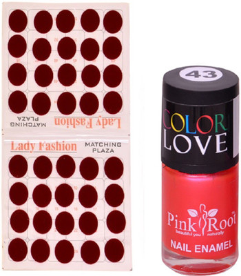 

Pink Root Nail Polish No. 43 (15ml) Lady Fashion Mahroon No. 10 Bindi(Set of 2)