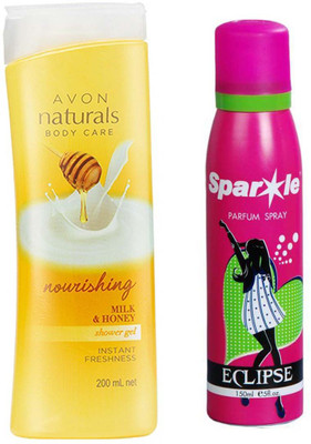 

Avon Anew Naturals Body Care Nourishing Milk & Honey Shower Gel (200 ml) With one sparkle perfume spray 150 ml(Set of 2)