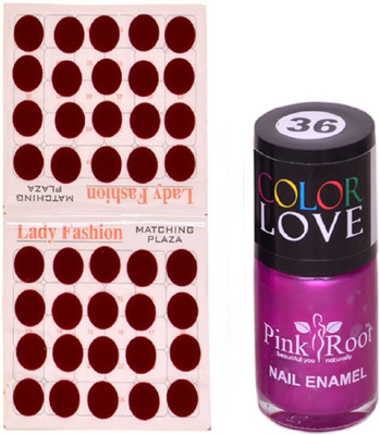 

Pink Root Nail Polish No. 36 (15ml) Lady Fashion Mahroon No. 10 Bindi(Set of 2)