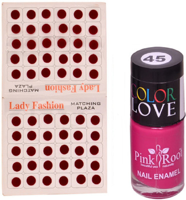 

Pink Root Nail Polish No. 45 (15ml) Lady Fashion Mahroon No. 11 Bindi(Set of 2)