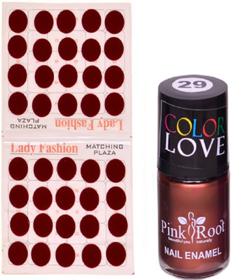 

Pink Root Nail Polish No. 29 (15ml) Lady Fashion Mahroon No. 10 Bindi(Set of 2)