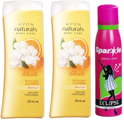 

Avon Anew two Naturals Mandarine & Jasmine Shower Gel (200ml) With one sparkle perfume spray 150 ml(Set of 3)