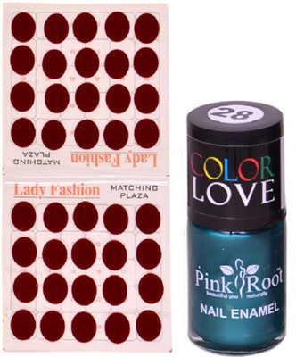 

Pink Root Nail Polish No. 28 (15ml) Lady Fashion Mahroon No. 10 Bindi(Set of 2)