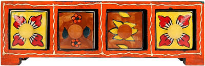 

Indikala 4 Compartments Wooden and Ceramic Drawer(Multicolor)