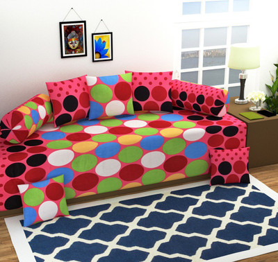 AEROHAVEN Polycotton Polka Diwan Set(Multicolor)