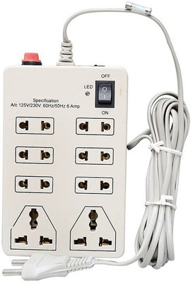 

Spartan 201E MINI STRIP 8 Plug Point Extension Strip with Fuse & Spark Suppressor Amp- 6 A Three Pin Socket