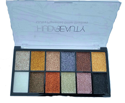 

Huda Beauty NEW SHADES GLITTER EYESHADOWS 12 ULTRA PIGMENTED GOLDEN SANDS SHIMMER PALLETE 48 g(MULTICOLOR)