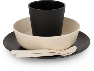 

bobo&boo 5 Piece Children's Bamboo Dinnerware Set - Monochrome - - Made from Bamboo, Non-Toxic, BPA-free & Eco-friendly, Kids Mealtime Set for Healthy Infant Feeding, Great Gift for Baby Showers & Birthdays, FDA & LFGB approved(Monochrome)