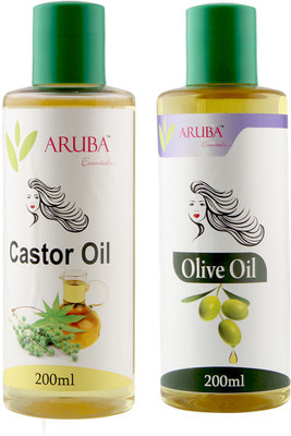 

Aruba Essentials CASTOR & OLIVE Oil each 200 ml Hair Oil(400 ml)