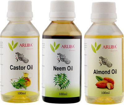 

Aruba Essentials Neem, Castor & Almond Oil each 100 ml Hair Oil(300 ml)