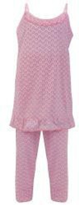 Blisara Kids Nightwear Girls Solid Cotton Blend(Pink Pack of 1)