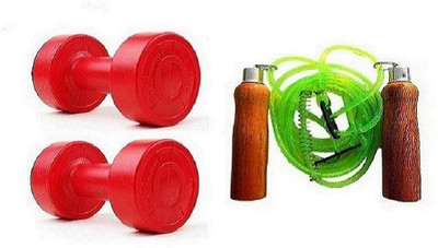 

Venom RED COLOR 1KG VINYL PLASTIC DUMBELL AND GREEN COLOR WOODEN HANDLE SKIPPING ROPE Gym & Fitness Kit