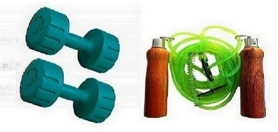 

Venom GREEN COLOR 5KG VINYL PLASTIC DUMBELL AND GREEN COLOR WOODEN HANDLE SKIPPING ROPE Gym & Fitness Kit