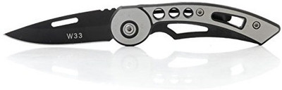 

AlexVyan Original W33 1 Pcs Pocket Camping Folding Knife With Silver Metal Handle, Stainless Steel Black Blade and Liner Lock Knives Pocket Knife(Black, Silver)