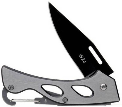 

AlexVyan W24 Pocket Camping Folding Knife With Silver Metal Handle, Stainless Steel Black Blade and Liner Lock Knives Pocket Knife(Black, Silver)