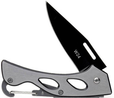 

AlexVyan Pocket Camping Folding Knife With Silver Metal Handle, Stainless Steel Black Blade and Liner Lock Pocket Knife(Black, Silver)